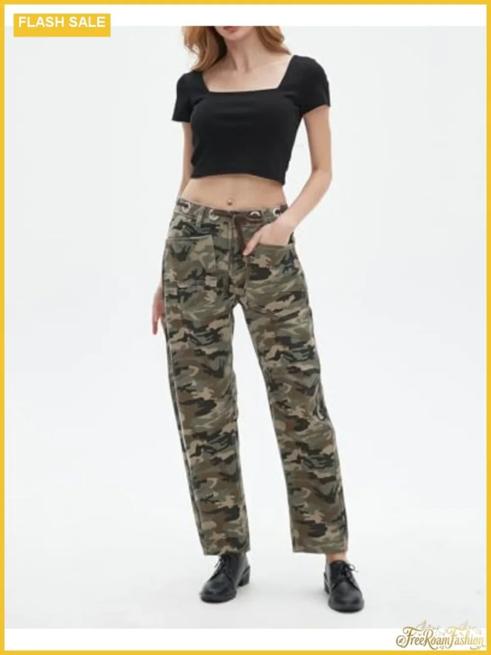 Women's Mid Rise Barrel Jeans Baggy Denim Pants with Pockets